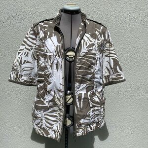 Olsen Unlined Short Sleeve Leaf Print Jacket/Blazer size 16